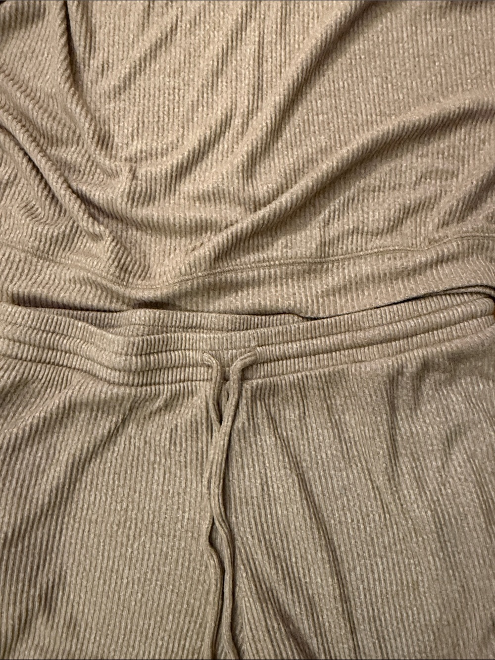 Alfani Beige Ribbed Two-Piece Lounge Set - Picture 4 of 5